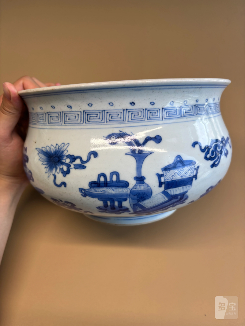 清康熙 青花博古图香炉 - 图4